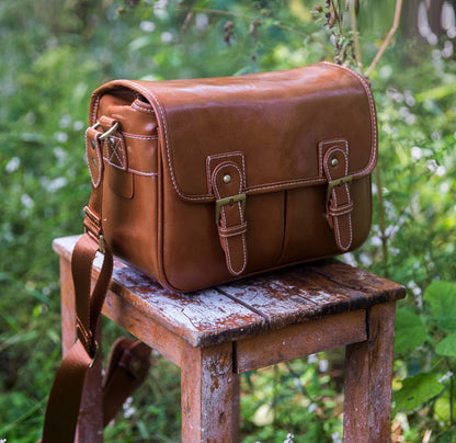 The Snaprig Premium Leather Camera Bag for DSLR and Mirrorless