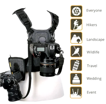 SnapRig DualLink Pro – Dual Camera Carry System for Photographers & Videographers | Quick-Release Crossbody Strap for Two Cameras