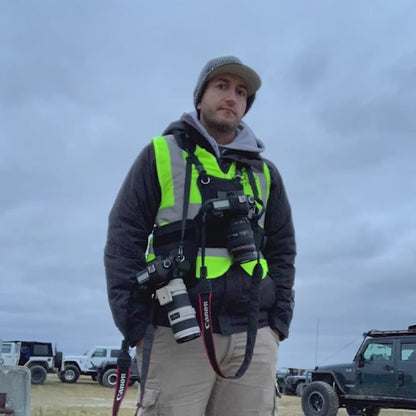 SnapRig DualLink Pro – Dual Camera Carry System for Photographers & Videographers | Quick-Release Crossbody Strap for Two Cameras